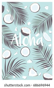 Coconut card. Aloha. Vector illustration