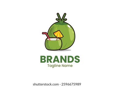 A coconut cartoon character. Can be used as mascot or part of a logo