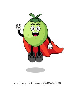 coconut cartoon with flying superhero , character design