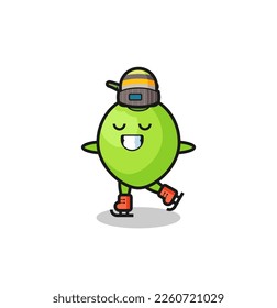 coconut cartoon as an ice skating player doing perform