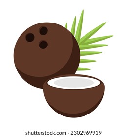 Icono de la caricatura de coco. Ilustración vectorial.