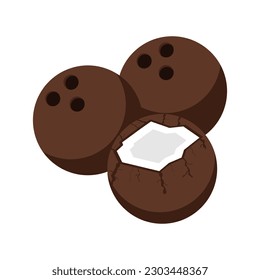 Coconut cartoon icon. Vector illustration.