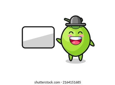 coconut cartoon illustration doing a presentation , cute style design for t shirt, sticker, logo element