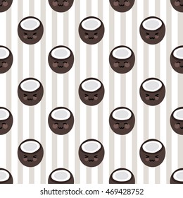 Coconut Cartoon Seamless Pattern