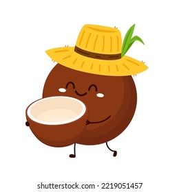 Coconut. Coconut cartoon vector on white background. Coconut milk.