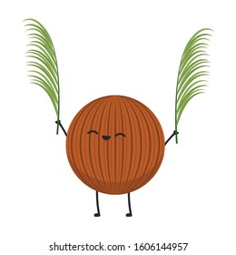 Coconut character design. Coconut vector. Coconut on white background.