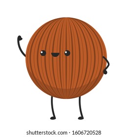 Coconut character design. Coconut vector. Coconut on white background.