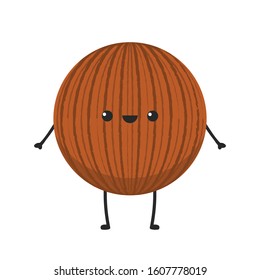 Coconut character design. Coconut vector. Coconut on white background.