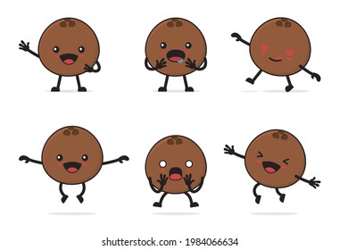 coconut character. with facial expressions and different poses isolated on a white background