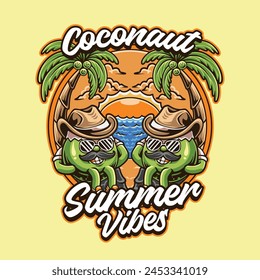 Coconut chill at the beach with summer vibes