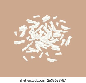 Coconut chips isolated. Vector cartoon flat illustration. Top view