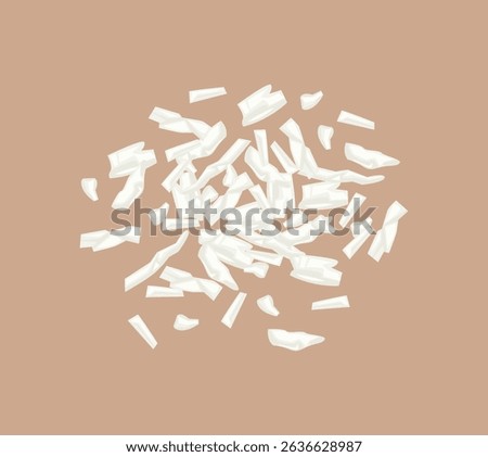 Coconut chips isolated. Vector cartoon flat illustration. Top view