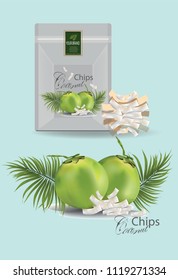 Coconut chips products and packages. 