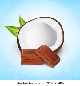 Coconut with chocolate pieces. EPS10 vector