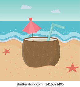 coconut cocktail in the beach design