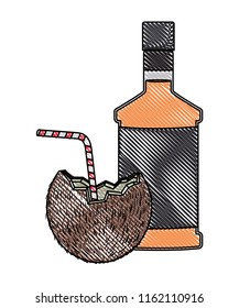 coconut cocktail with bottle