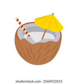 Coconut Cocktail, Cocktails Vector illustration, Isolated