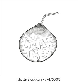 Coconut cocktail. Doodle style