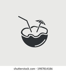 coconut cocktail drink vector icon