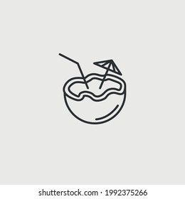 coconut cocktail drink vector icon