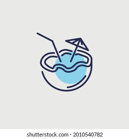 coconut cocktail drink vector icon