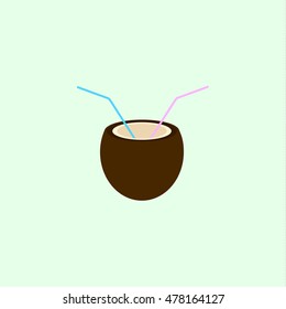 coconut cocktail,  flat icon