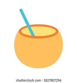 Coconut cocktail flat style icon design, Alcohol drink bar and beverage theme Vector illustration