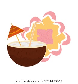 coconut cocktail and flower tropical summer