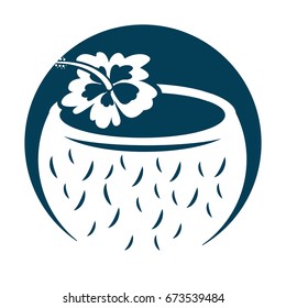 coconut cocktail with hibiscus flower