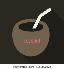 Coconut cocktail icon in cartoon style isolated on background. Surfing symbol stock vector illustration.