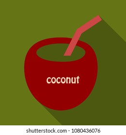 Coconut cocktail icon in cartoon style isolated on background. Surfing symbol stock vector illustration.