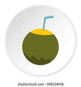Coconut cocktail icon. Flat illustration of coconut cocktail vector icon for web