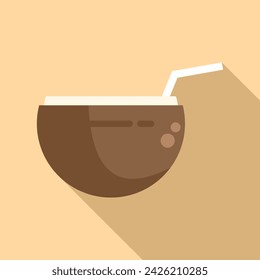 Kokoscocktail-Ikone flacher Vektor. Gesunde Industrie. Aktive Deckung