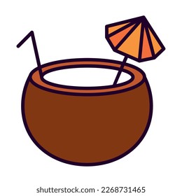 coconut cocktail icon isolated white background