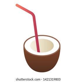 Coconut cocktail icon. Isometric of coconut cocktail vector icon for web design isolated on white background