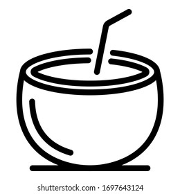 Icono de cóctel de coco. Icono de vector de cóctel de coco de esquema para diseño web aislado en fondo blanco