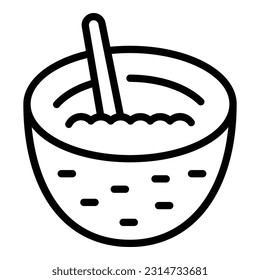 Coconut cocktail icon outline vector. Vegetable milk. Vegan drink