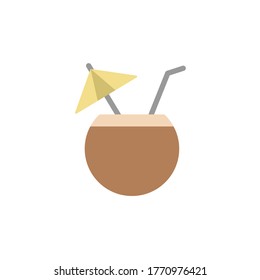 Coconut, cocktail icon. Simple color vector elements of vacation icons for ui and ux, website or mobile application