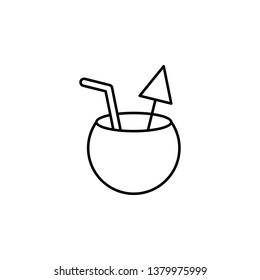 coconut, cocktail icon. Simple thin line, outline vector of summer icons for UI and UX, website or mobile application