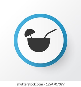 Coconut cocktail icon symbol. Premium quality isolated tropical drink element in trendy style.