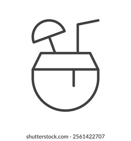 Coconut cocktail icon Vector logo set flat