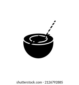 coconut cocktail icon in vector. Logotype