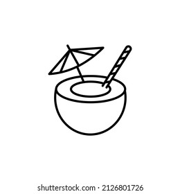 coconut cocktail icon in vector. Logotype