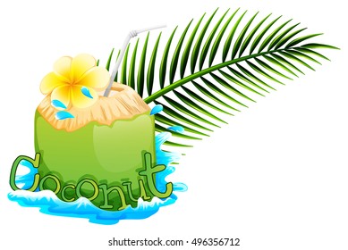 Coconut cocktail illustration