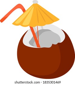 Coconut cocktail, illustration, vector on white background
