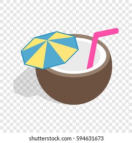 Coconut cocktail isometric icon 3d on a transparent background vector illustration