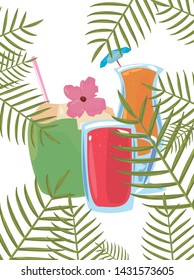 coconut cocktail and juice exotic branch summer