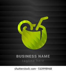 Coconut Cocktail Lime Green and Black silk fashion premium icon / Logo