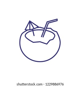 Coconut cocktail line icon. Beverage, drink, pinacolada. Vacation concept. Vector illustration can be used for topics like summer, party, resort