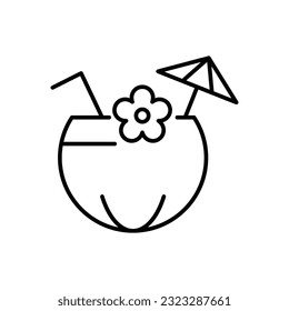 Coconut cocktail line icon design. isolated on white background. vector illustration